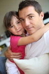 Fototapeta premium Portrait of daddy with little girl