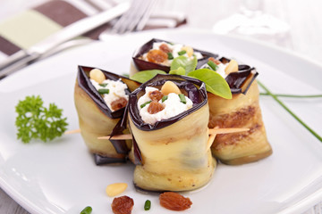 grilled aubergine with cheese