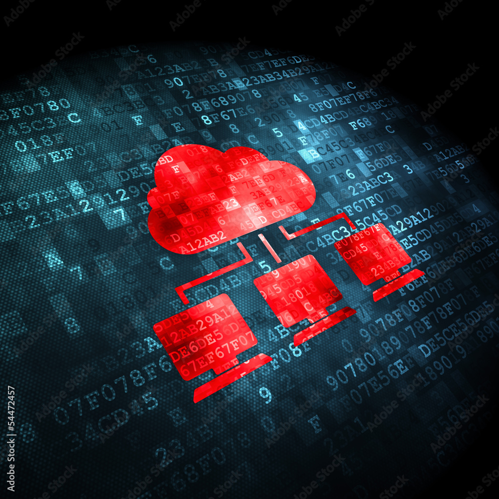 Poster networking concept: cloud network on digital background