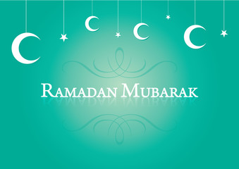 Muslim Ramadanbackground with hanging moon and stars.