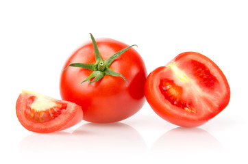 Tomato and Slices Isolated on White Background