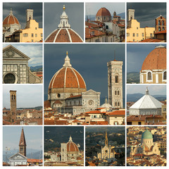 Fototapeta na wymiar kolaż ze zdjęć lotniczych w mieście Florencja, UNESCO