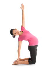 Fototapeta premium Asian pregnant yoga position.