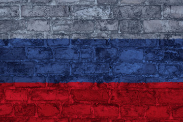 flag of russia graphic on brick background
