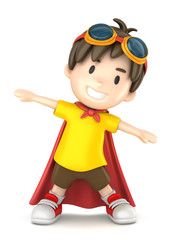 3d render of a superhero boy