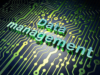 Information concept: Data Management on circuit board background