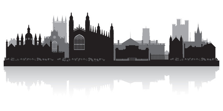 Cambridge city skyline silhouette vector illustration