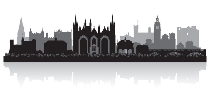 Peterborough city skyline silhouette