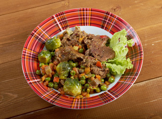 vegetables with spices and mincemeat