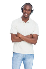 Fototapeta premium Man enjoying music with headphones