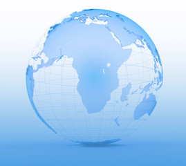 Gold globe art on the white background