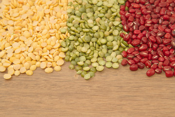 Different kinds of bean,soy bean ,mung bean and azuki bean