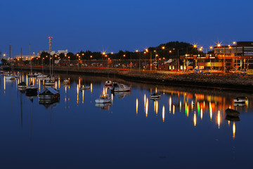 Dublin Port at night as seen from the East-Link Toll Bridge