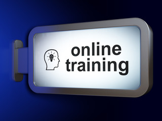 Education concept: Online Training and Head With Lightbulb on bi