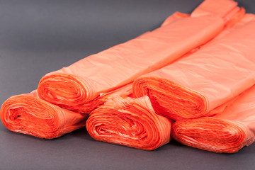 Orange plastic bags