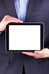 Young businessman's hands with tablet pc
