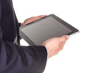 Young businessman's hands with tablet pc