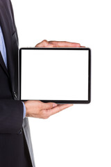 Young businessman's hands with tablet pc