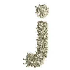 Kleiner Buchstabe j gebildet aus Dollar Banknoten