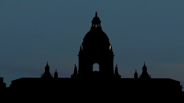 California Pasadena City Hall moonrise