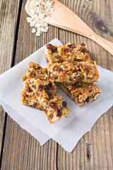 Granola bars with nuts and dried fruits