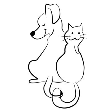 Sketchy cat and dog