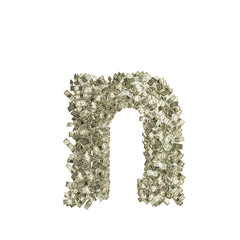 Kleiner Buchstabe n gebildet aus Dollar Banknoten