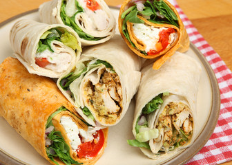 Plate of Wrap Sandwiches