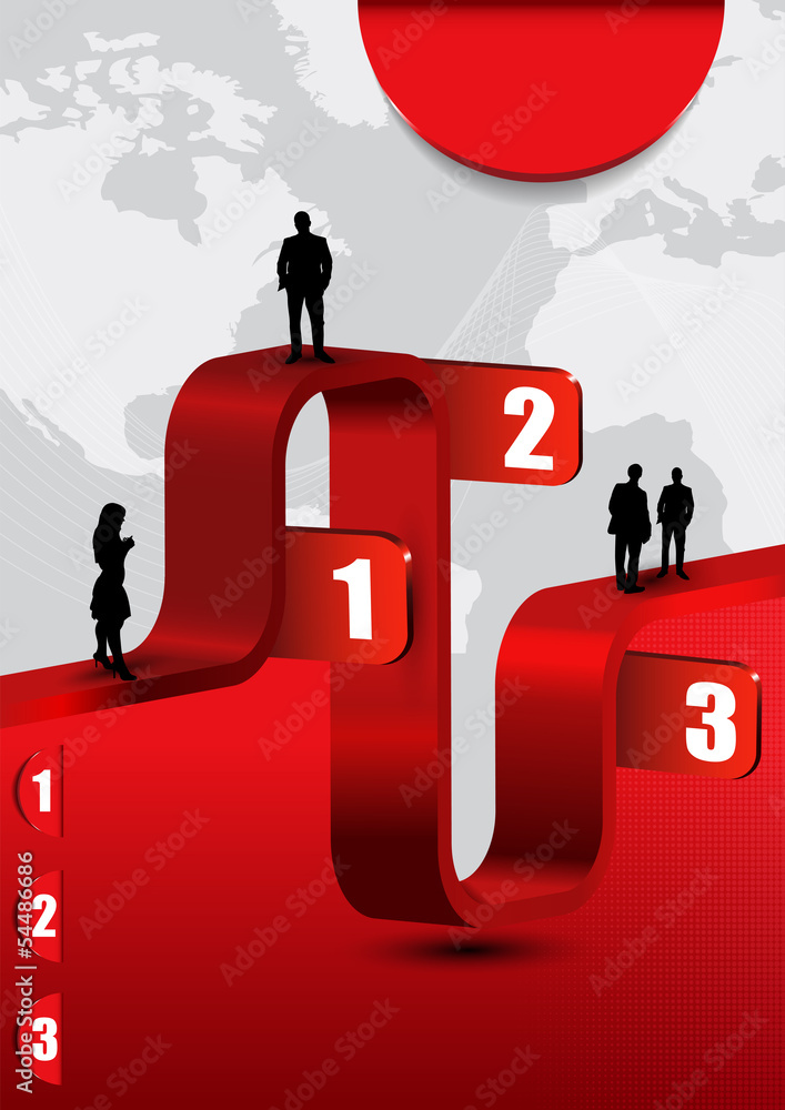 Aufkleber Vector abstract business background with graph and continents