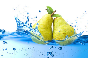 pear splash in the water  
