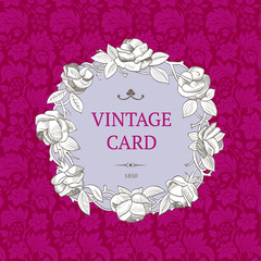 rose; frame; card; Victorian, royal, dark red, lilac