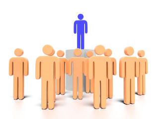 Podium with characters concept.