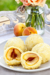 Apricot in pastry, popular austrian dish. Garden party table