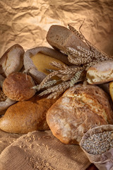 Various types of homemade bread made from various grains