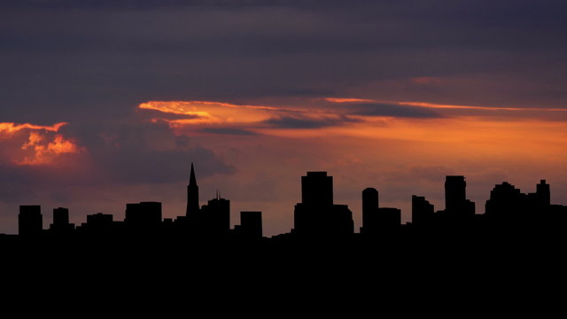 San Francisco city skyline dusk