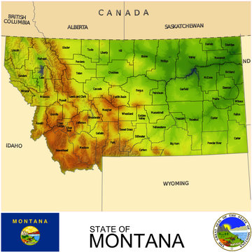 Montana USA counties name location map background