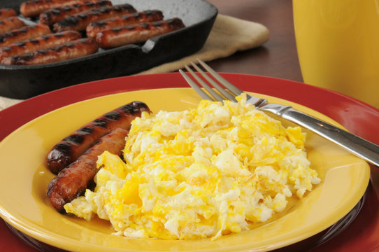 Sausage and scrambled eggs