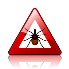 vector Ixodes ricinus tick road warning sign