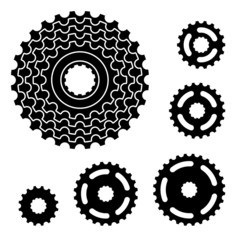 vector bicycle gear cogwheel sprocket symbols - obrazy, fototapety, plakaty