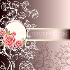 Elegant wedding invitation card in pastel tones