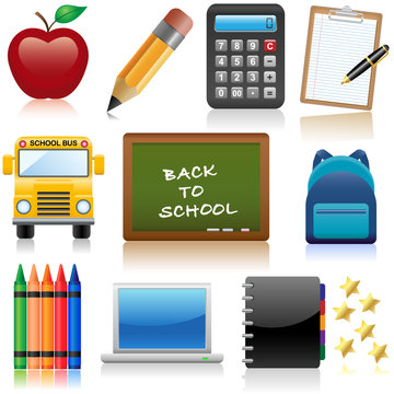 Set of icons relating to school and education