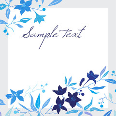 Obraz premium art; background; blue, floral; Virginia creeper; white