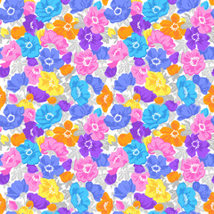 pattern, floral, seamless, bright, anemone.