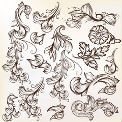 Set of vintage vector swirls for design