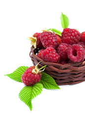 Fresh raspberries in the basket