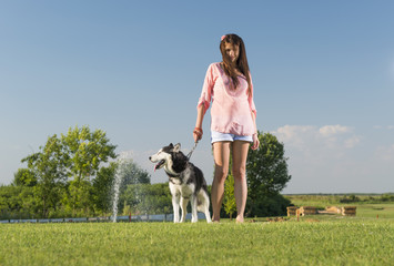 girl and her husky