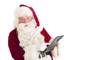 Portrait Of Santa Claus Using Digital Tablet