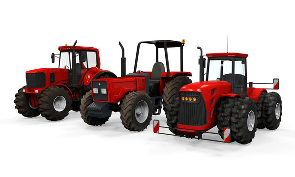 Red Tractors Isolated