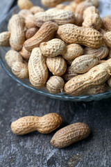 peanuts on wooden table