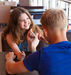 Closeup portrait happy smiling teenage girl